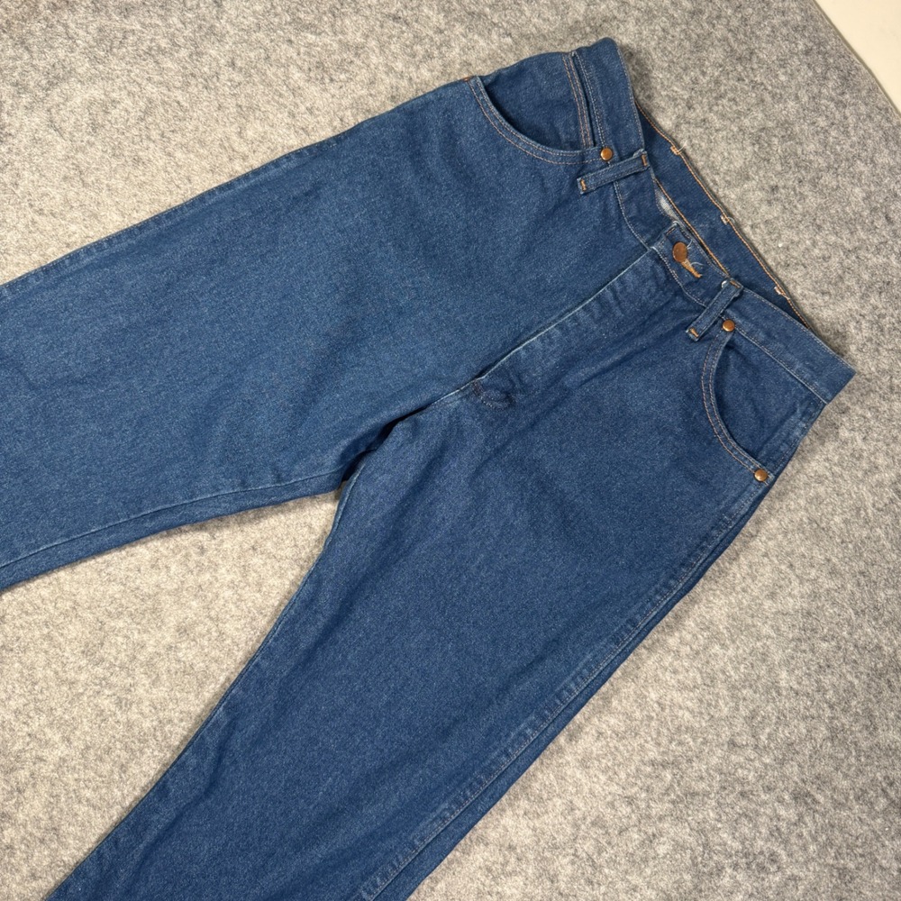 Wrangler 14MWZG Women‎ Blue High Rise Straight Leg Jeans Size 11x34 Dark Wash
